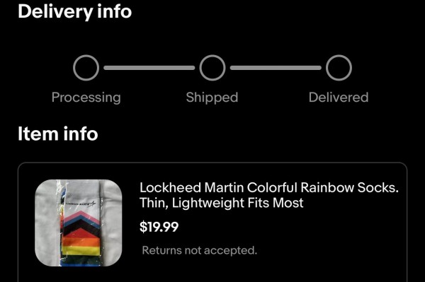 LGBT Lockheed Martin socks purchased on eBay 