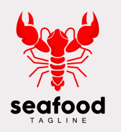 seafood TAGLINE Logo mit rotem Hummer