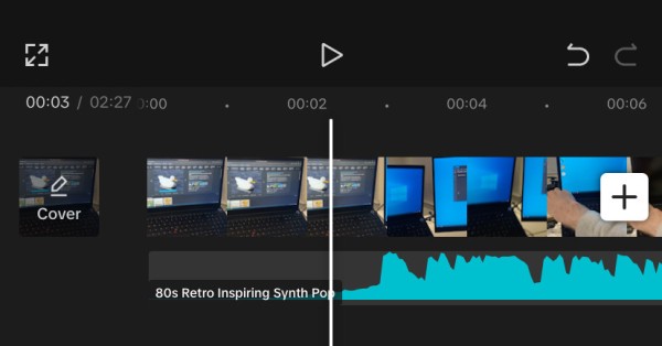 The CapCut UI, showing a separate video and audio track