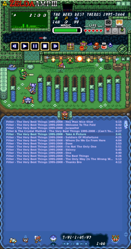 Playing the song from the previous tweet on Audacious, which is using a Zelda: LTTP skin