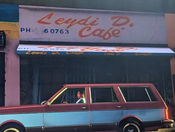 "Leydi D. Cafe"
Storefront in GTA San Andreas (the shitty remaster. I can't remember if it's in the original)