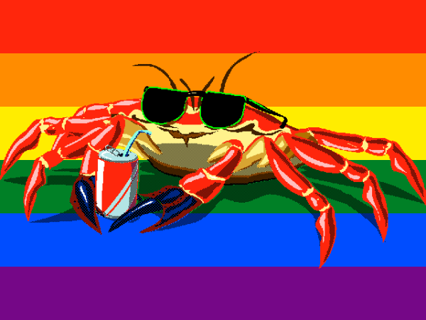 Foone's cool crab pride flag