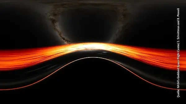 Foto einer Flugsimulation der Nasa in ein Schwarzes Loch 