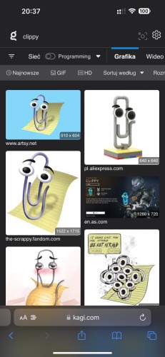 Clippy searched on Kagi with polish interface. 